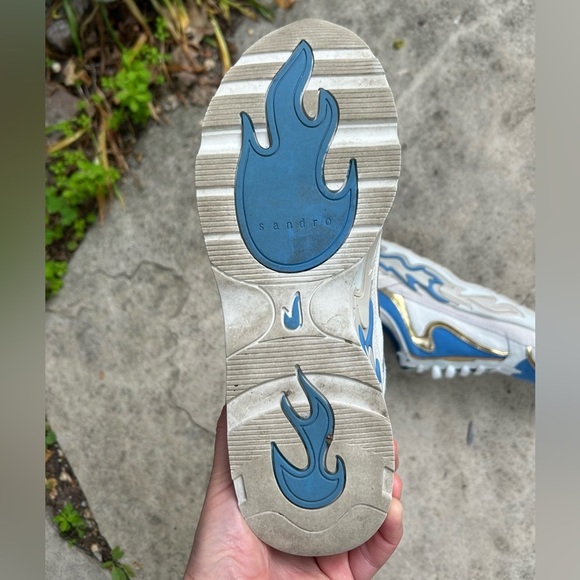 Sandro Paris Flame Sneakers, blue & gold, size 40 - Picture 6 of 10